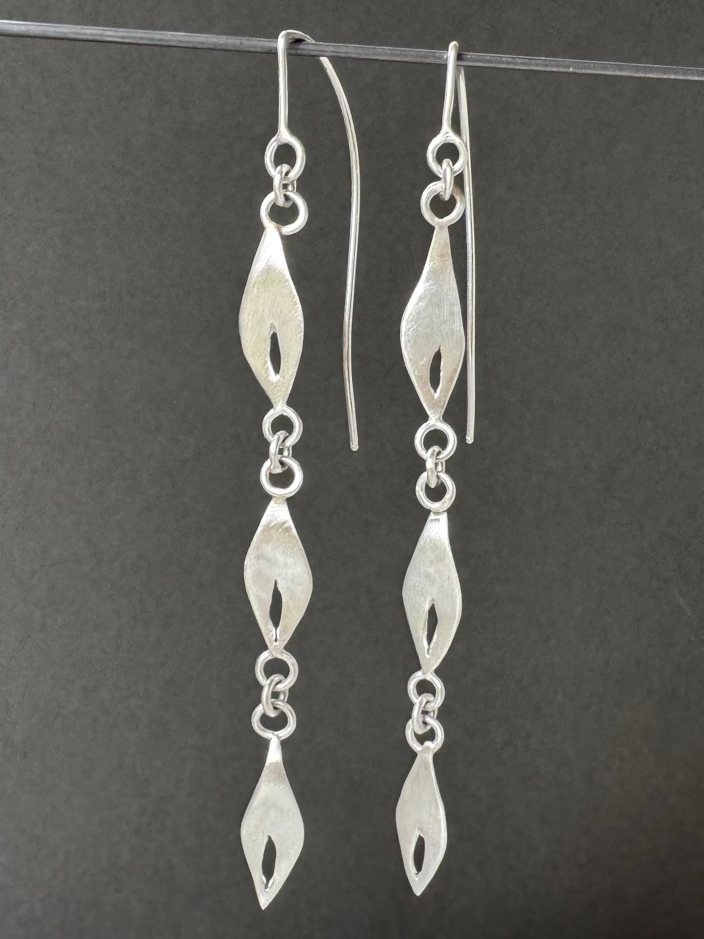 Forged Petal Linear Dangle Earrings