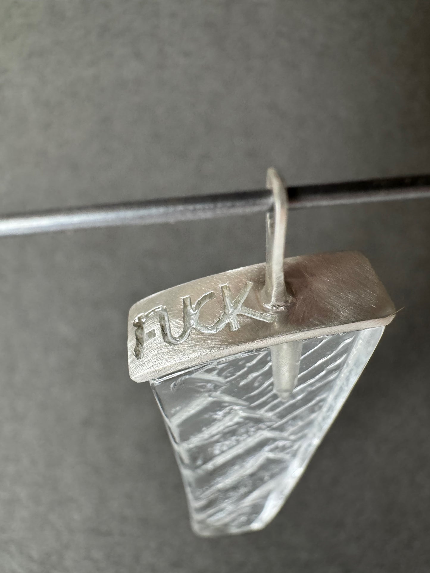 F*CK ICE Glass Shard and Sterling Silver Pendant