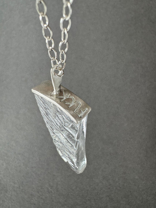 F*CK ICE Glass Shard and Sterling Silver Pendant