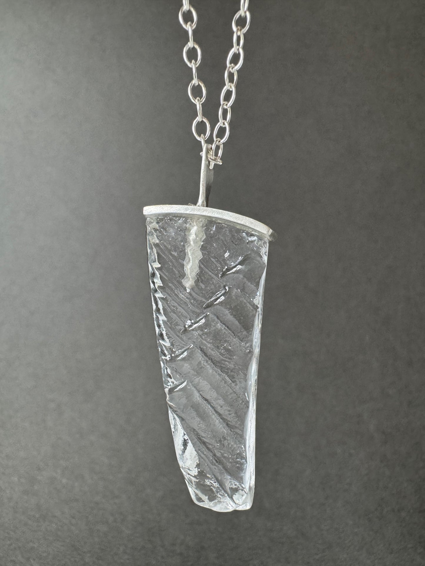 F*CK ICE Glass Shard and Sterling Silver Pendant